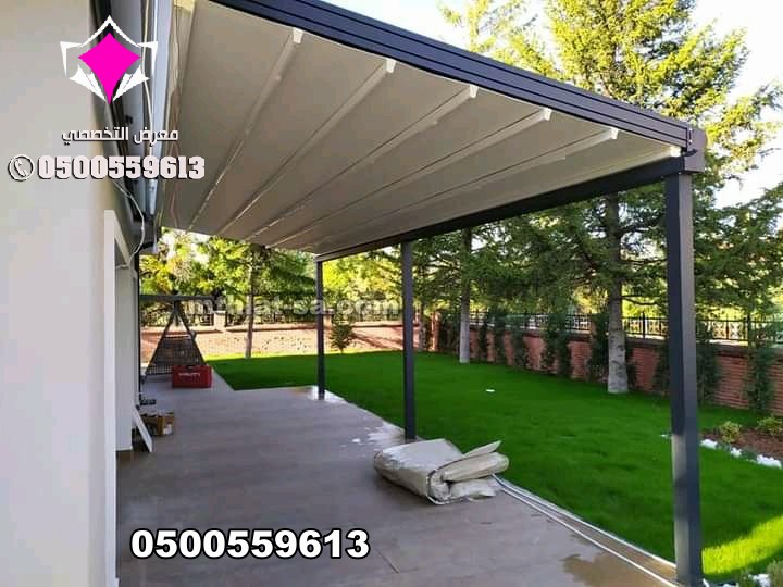 مظلات متحركة للمطاعم بريموت كنترول وموتور فرنسي 0500559613 قماش تركي درجة أولي ضد الماء والحرارة مظلات متحركة بالريموت تحكم عن بعد نظام